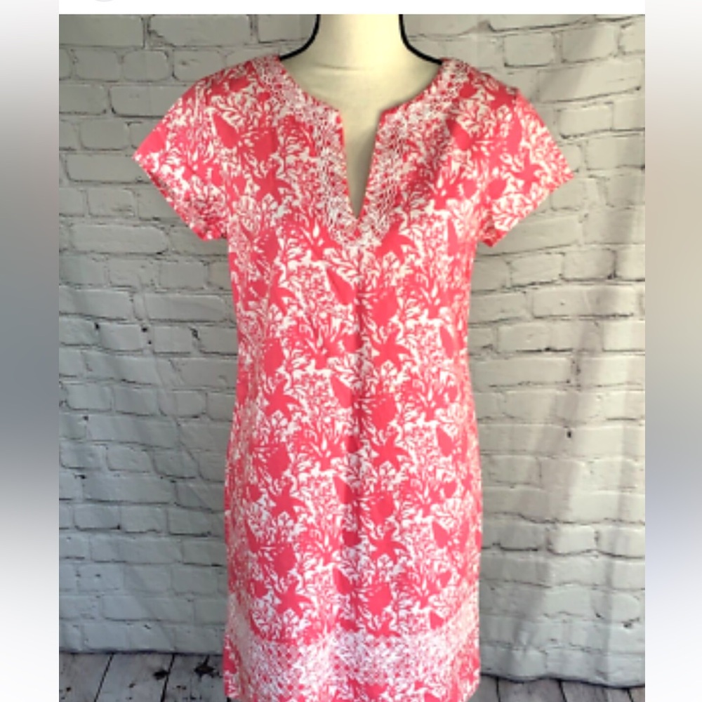 Vineyard Vines NWOT size‎ 10 starfish coral  Pink & White Mini Dress